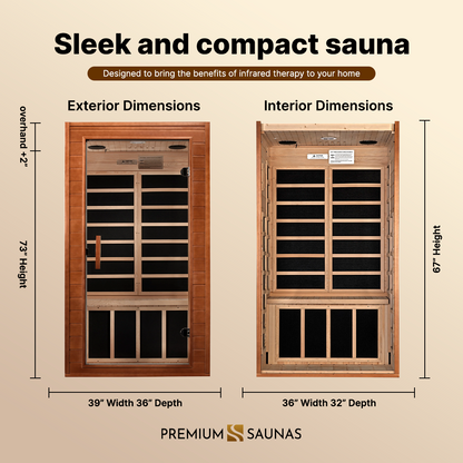 Retails- Dynamic "Avila" 1-2-person Low EMF FAR Infrared Sauna DYN-6103-01