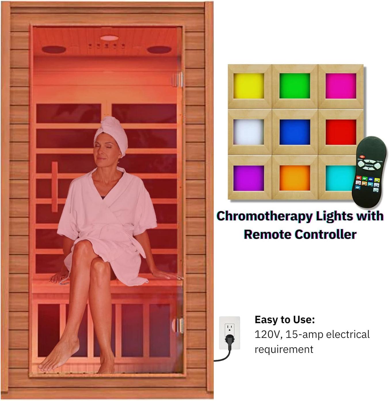 Retails- Dynamic "Avila" 1-2-person Low EMF FAR Infrared Sauna DYN-6103-01