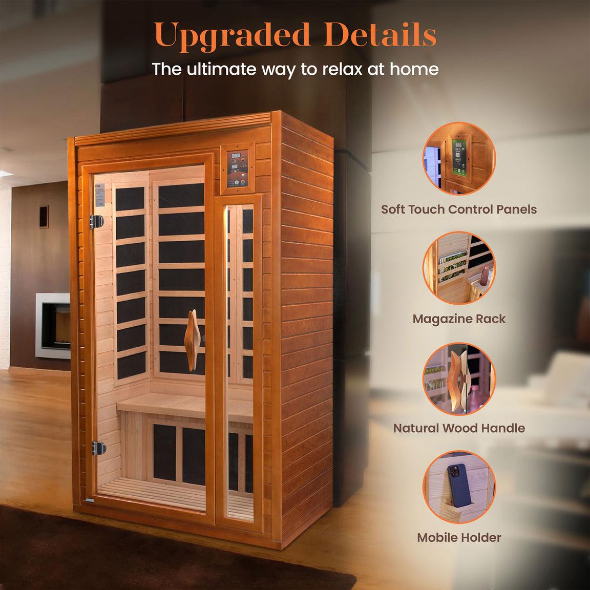 Retails- Dynamic Barcelona Elite 1-2-person Ultra Low EMF FAR Infrared Sauna - DYN-6106-01 Elite