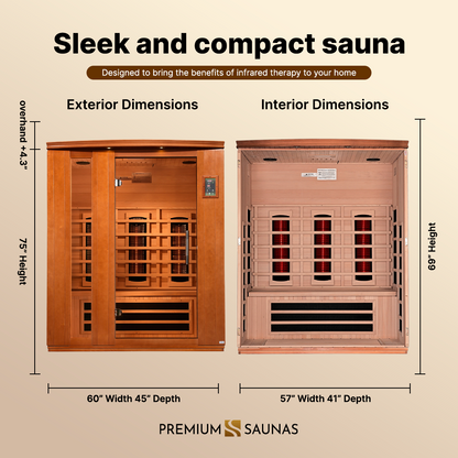 Retails- Dynamic "Lugano" 3-Person Full Spectrum Near Zero EMF FAR Infrared Sauna DYN-6336-03 FS