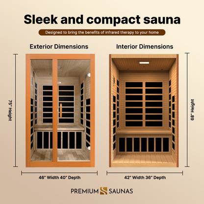 Retails- Dynamic Santiago Elite 2-person Ultra Low EMF FAR Infrared Sauna - DYN-6209-02 Elite