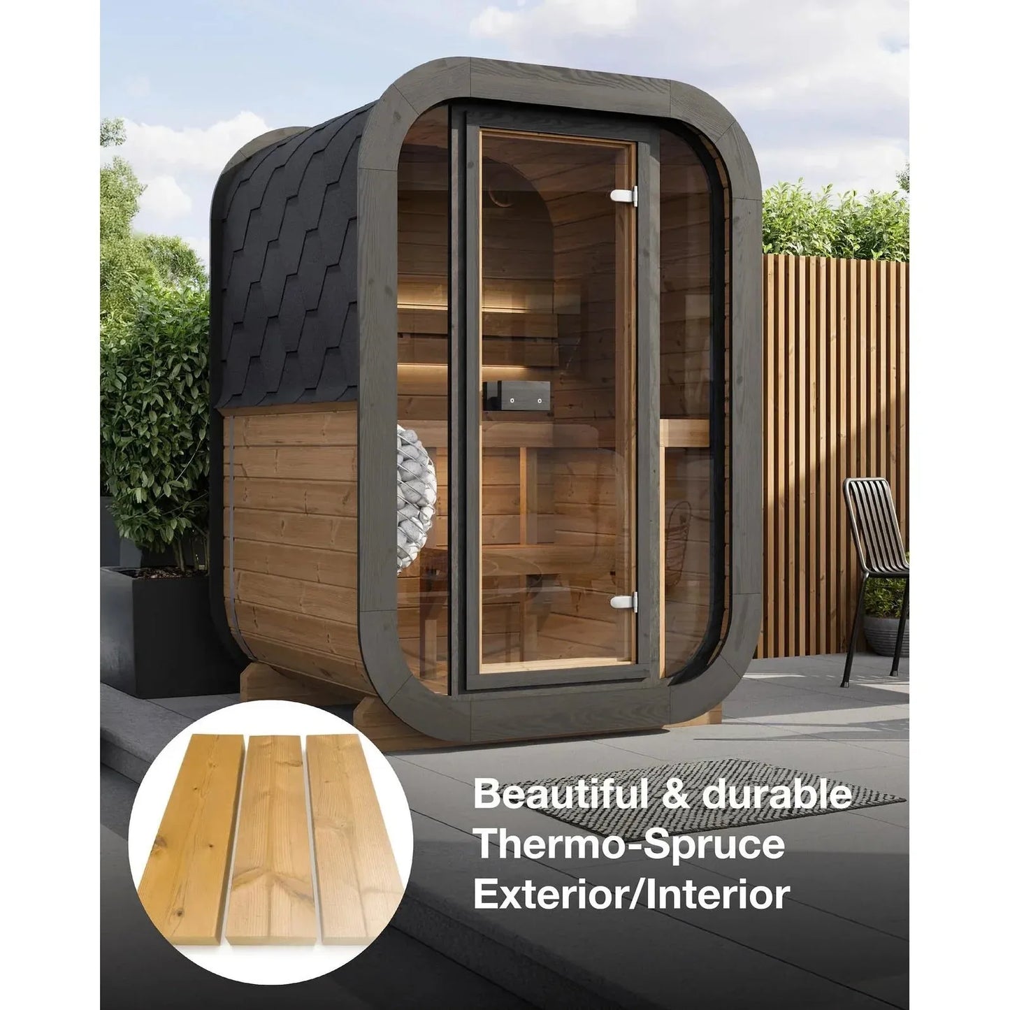 Retails- SaunaLife Model CL3G 1-2 Person Cube Series Outdoor Sauna Kit
