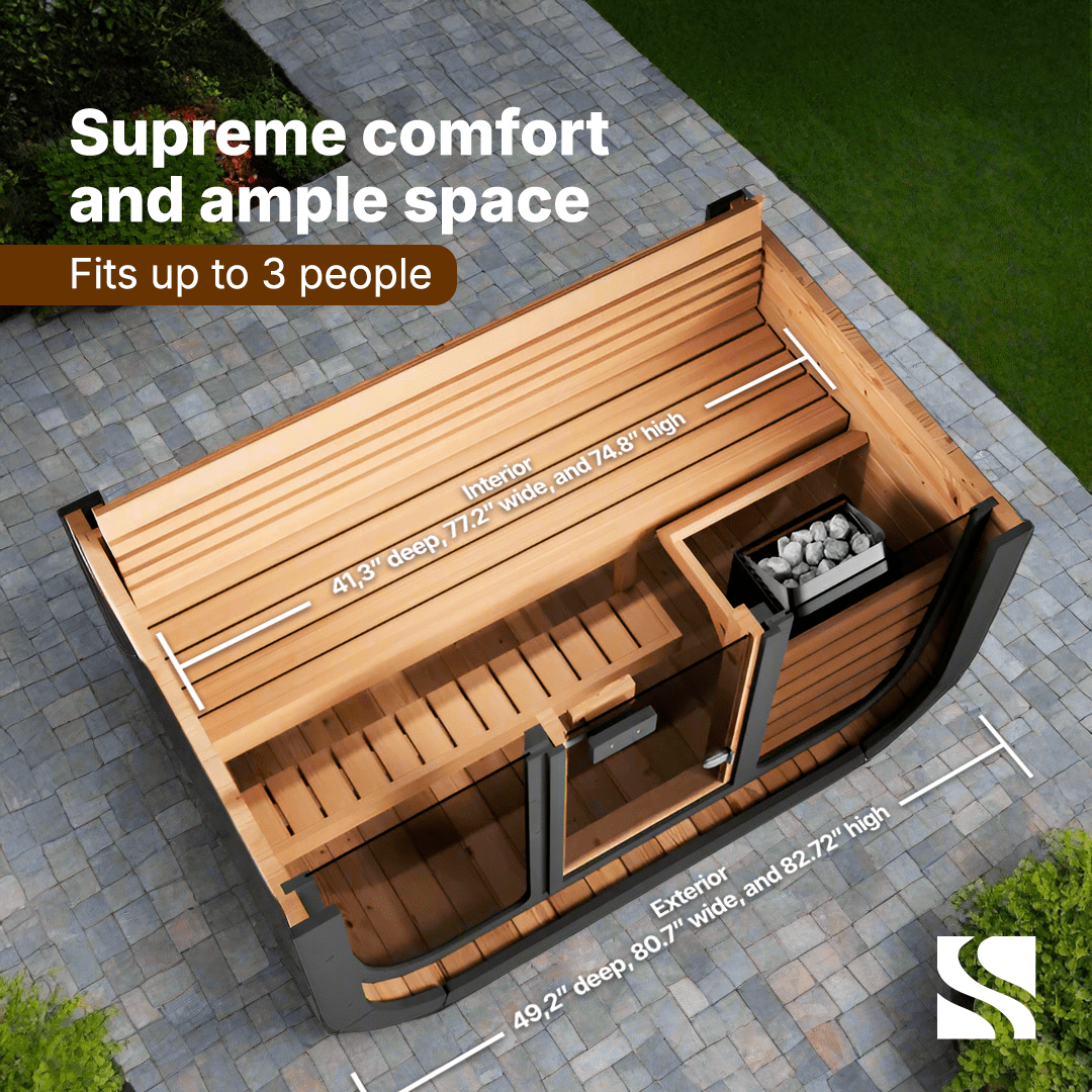 Retails- SaunaLife Model CL4G 3 Person Cube Series Outdoor Sauna Kit