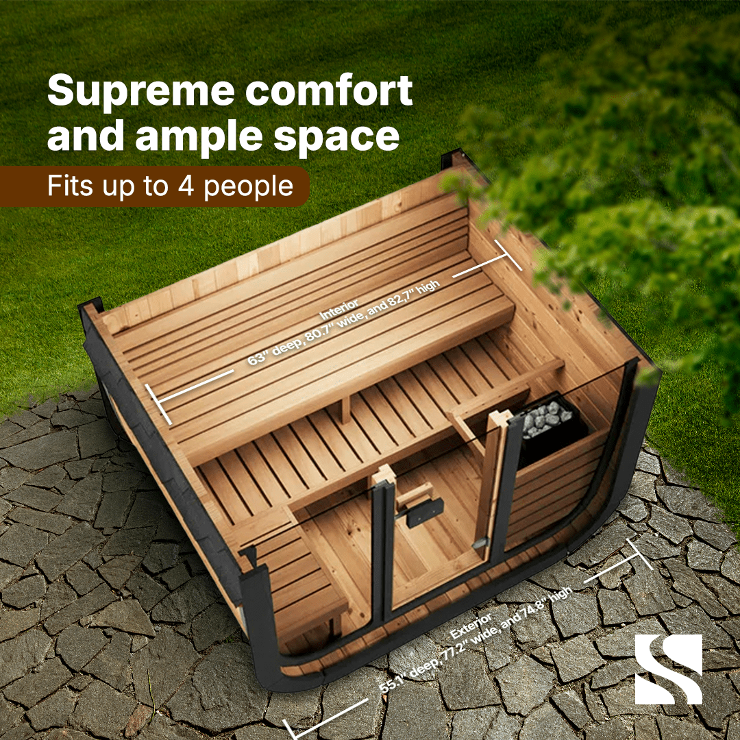 Retails- SaunaLife Model CL5G 4 Person Cube Series Outdoor Sauna Kit