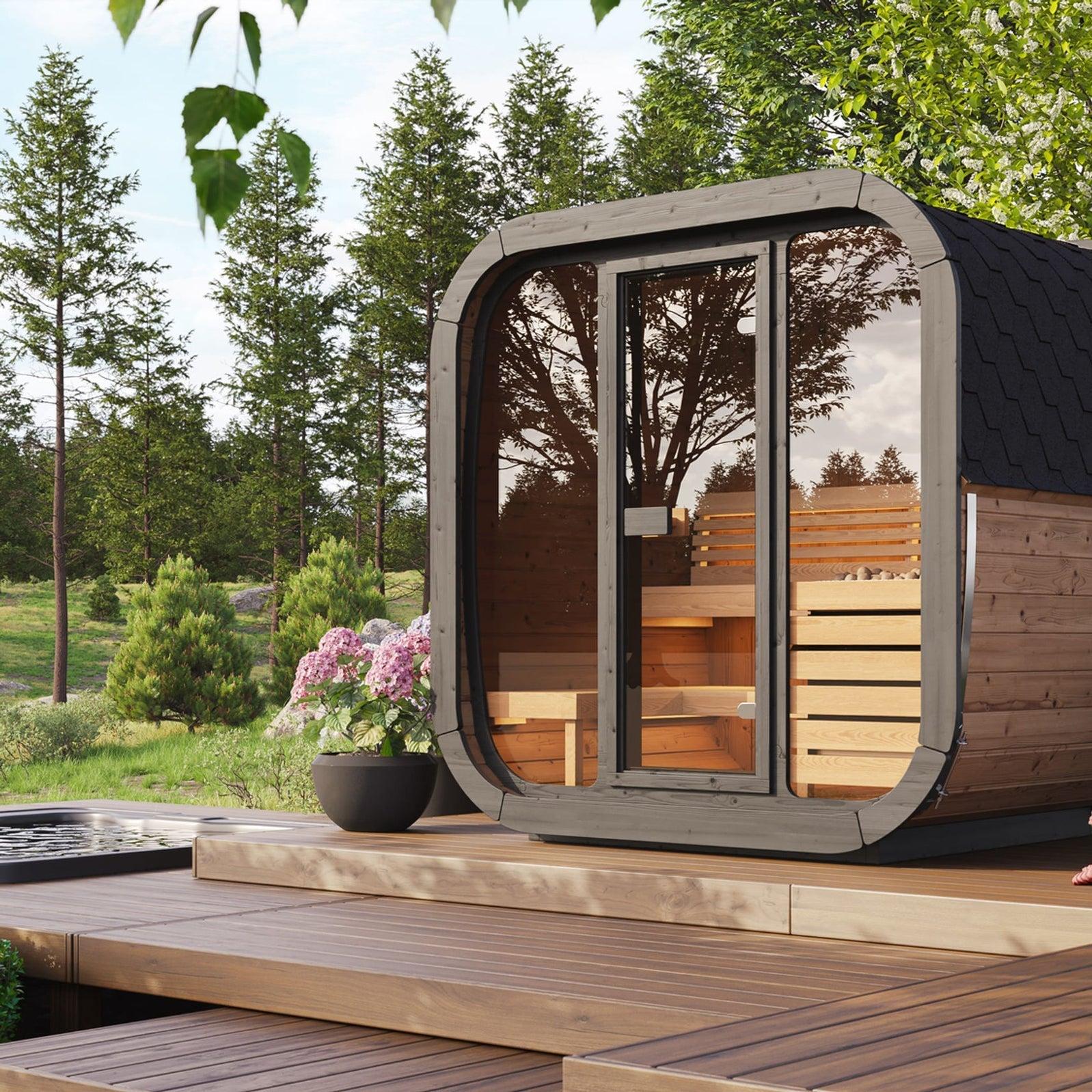 Retails- SaunaLife Model CL5G 4 Person Cube Series Outdoor Sauna Kit