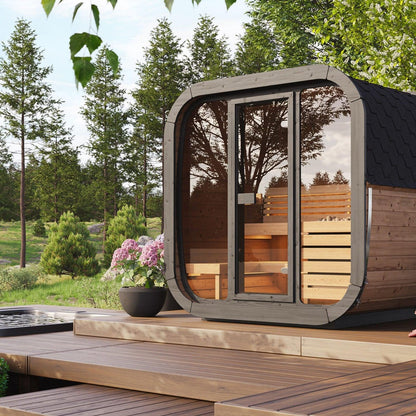Retails- SaunaLife Model CL5G 4 Person Cube Series Outdoor Sauna Kit