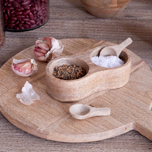 Mango Wood Salt & Pepper Server - Natural
