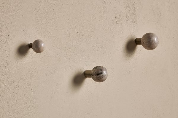Marble & Iron Round Hook - Grey