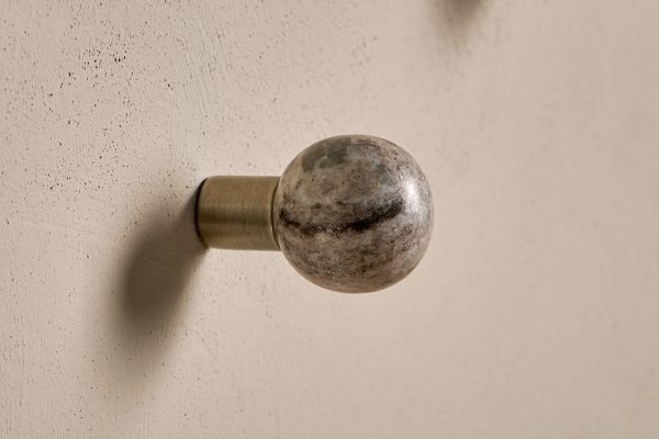 Marble & Iron Round Hook - Grey