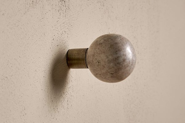 Marble & Iron Round Hook - Grey