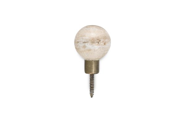 Marble & Iron Round Hook - Grey