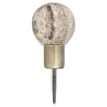 Marble & Iron Round Hook - Grey