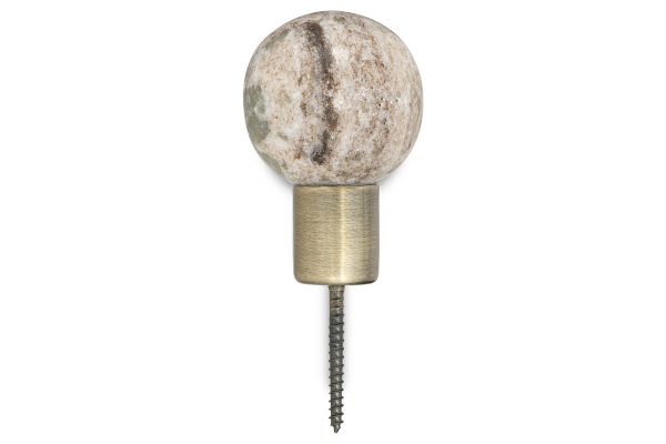 Marble & Iron Round Hook - Grey