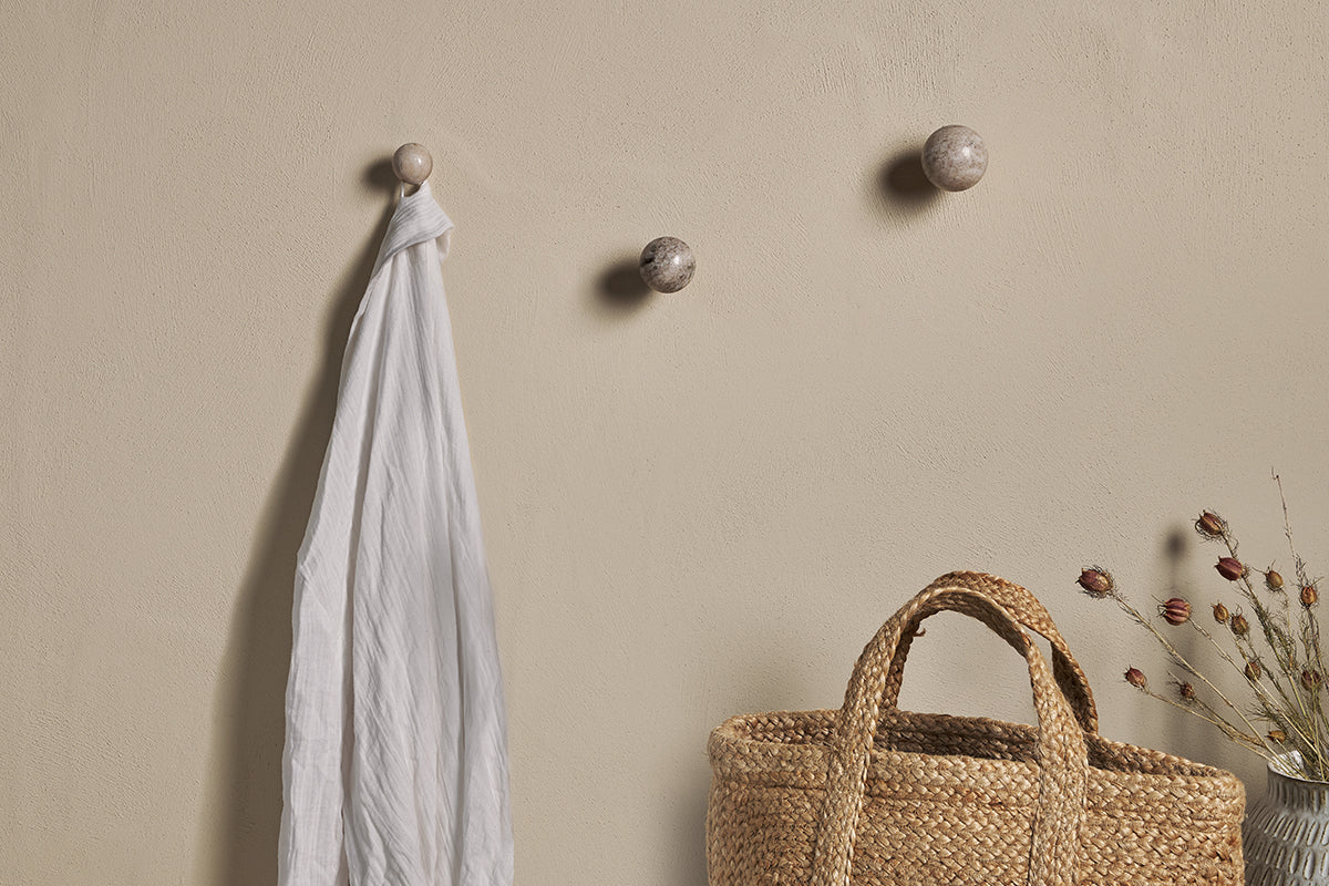 Marble & Iron Round Hook - Grey